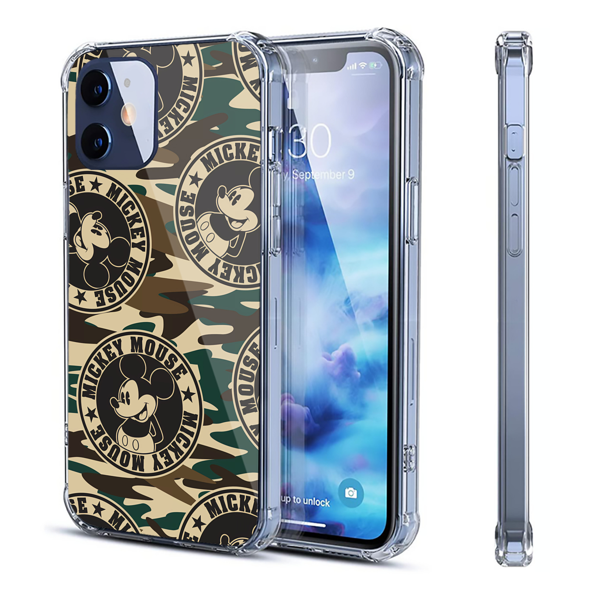 （画像用） ミッキーマウス Mickey Mouse 【iPhone 12シリーズ対応】透明スマホケース（クリアソフトケース）